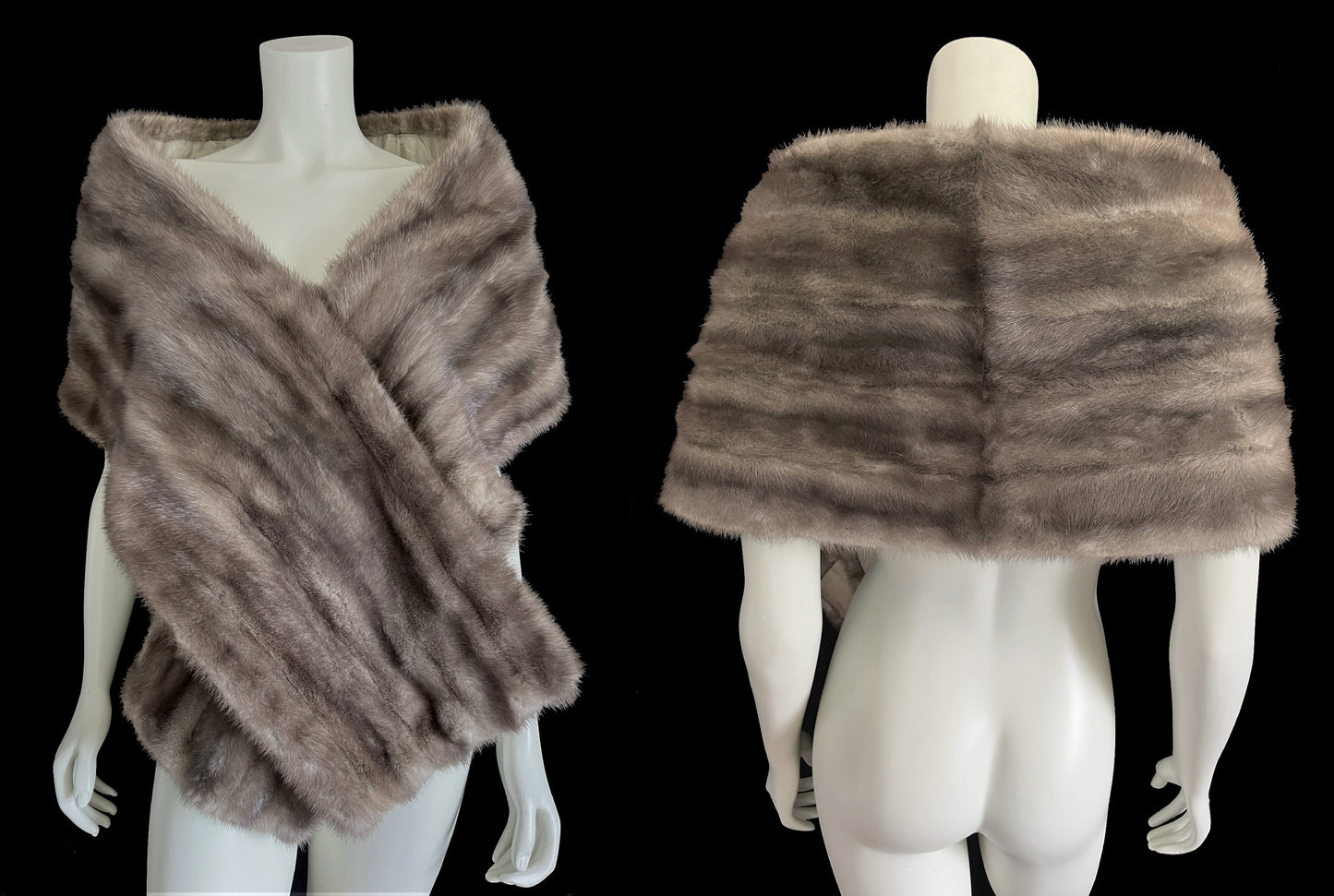 Lutetia Gray Mink Fur Stole Shawl