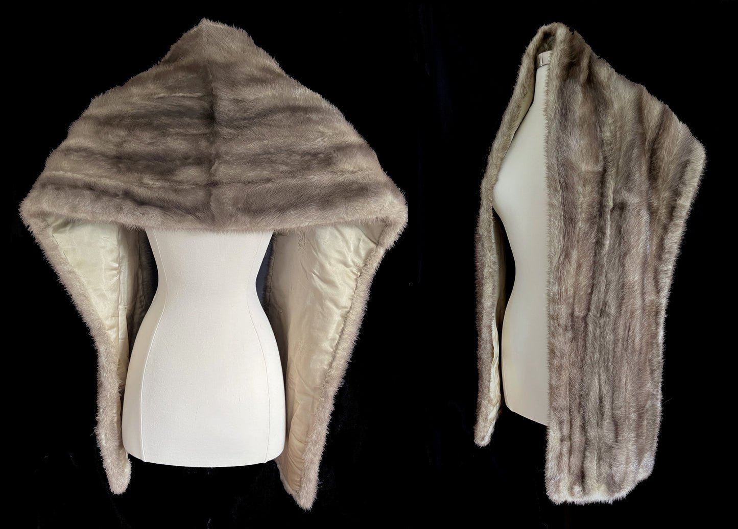 Lutetia Gray Mink Fur Stole Shawl