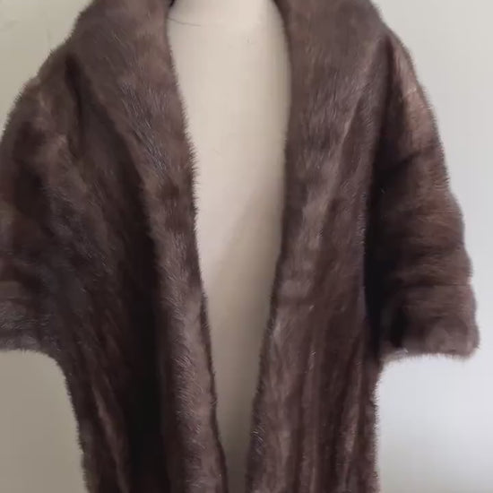 Brown Gray MINK Fur Stole, Lutetia Real Vintage Wrap, Gunmetal Bridal Bolero Jacket, Winter Wedding Shawl Gift, Mother of the Bride, Large