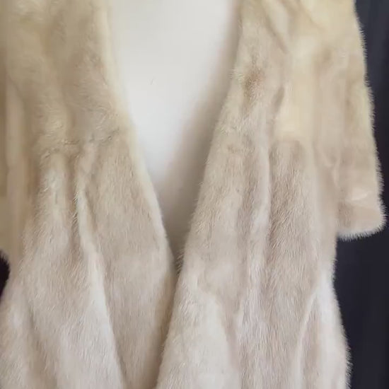 Beige MINK Fur Cape, Champagne Real Vintage Shawl, Blonde Bridal Bolero Jacket, Winter Wedding Stole, Rustic Bridesmaid Gift for Her, Small