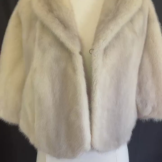 Cerulean MINK Fur Cape, Sapphire Silver Real Vintage Wrap, Azurene Winter Wedding Stole, Rustic Bridal Shawl Gift, Great Gatsby Party, Large