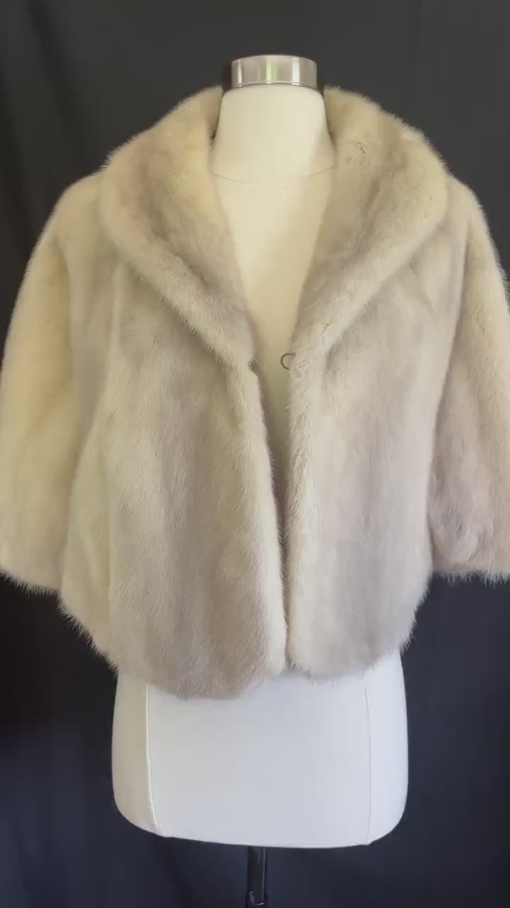 Cerulean MINK Fur Cape, Sapphire Silver Real Vintage Wrap, Azurene Winter Wedding Stole, Rustic Bridal Shawl Gift, Great Gatsby Party, Large