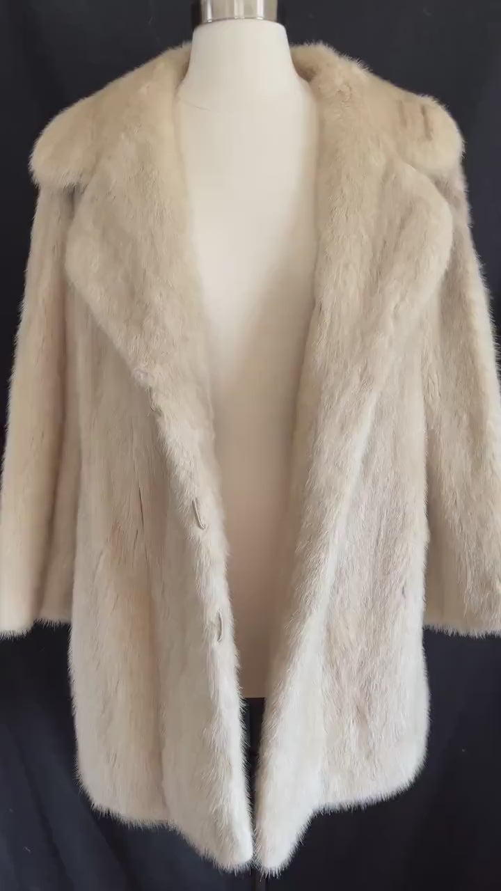 Beige Mink Fur Coat, Blonde Real Vintage Jacket, Tourmaline Champagne Bridal Stroller Bolero, Rustic Winter Wedding Bridesmaid Gift, Large
