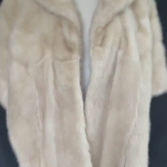 Beige MINK Fur Cape, Blonde Real Vintage Shawl, Winter Wedding Bridal Jacket Stole, Bridesmaid Coat, Mother of the Bride Gift, Large XL