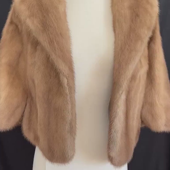 Brown MINK Fur Cape, Autumn Haze Real Vintage Shawl, Pastel Bridal Jacket, Winter Wedding Stole, Bridesmaid Coat, Mother of the Bride Gift