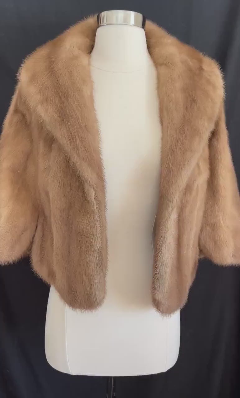 Brown MINK Fur Cape, Autumn Haze Real Vintage Shawl, Pastel Bridal Jacket, Winter Wedding Stole, Bridesmaid Coat, Mother of the Bride Gift