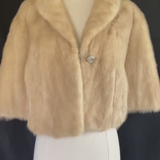 Beige MINK Fur Cape, Blonde Real Vintage Shawl, Retro Bridal Jacket, Winter Wedding Stole, Bridesmaid Coat, Mother of the Bride
