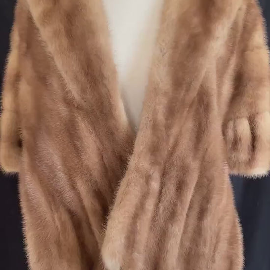 Brown MINK Fur Stole, Winter Wedding Shawl, Autumn Haze Real Vintage Cape, Rustic Bridal Capelet, Bridesmaid Bolero Jacket Coat Gift