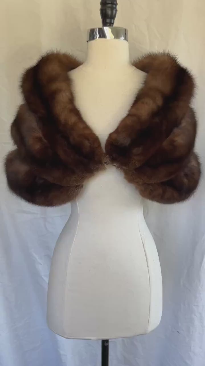 SABLE Fur Cape,  Winter Wedding Stole, Russian Barguzin Real Vintage Fur Shawl, Mother of the Bride Gift, Mink Bridal Jacket Shawl, Small XS