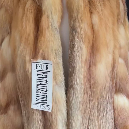 Ocar de la Renta RED FOX Fur Coat, Mob Wife Style, Rustic Wedding Bridal Jacket, Brown Real Vintage Bolero, Apres Ski Gift for Her