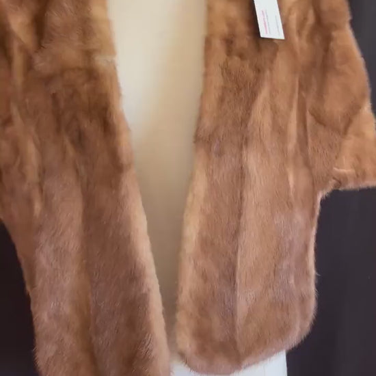 Brown MINK Fur Stole , Rustic Bolero Jacket Coat, Autumn Haze Bridal Cape, Vintage Bridesmaid Wrap, Winter Wedding Shawl Gift, Small