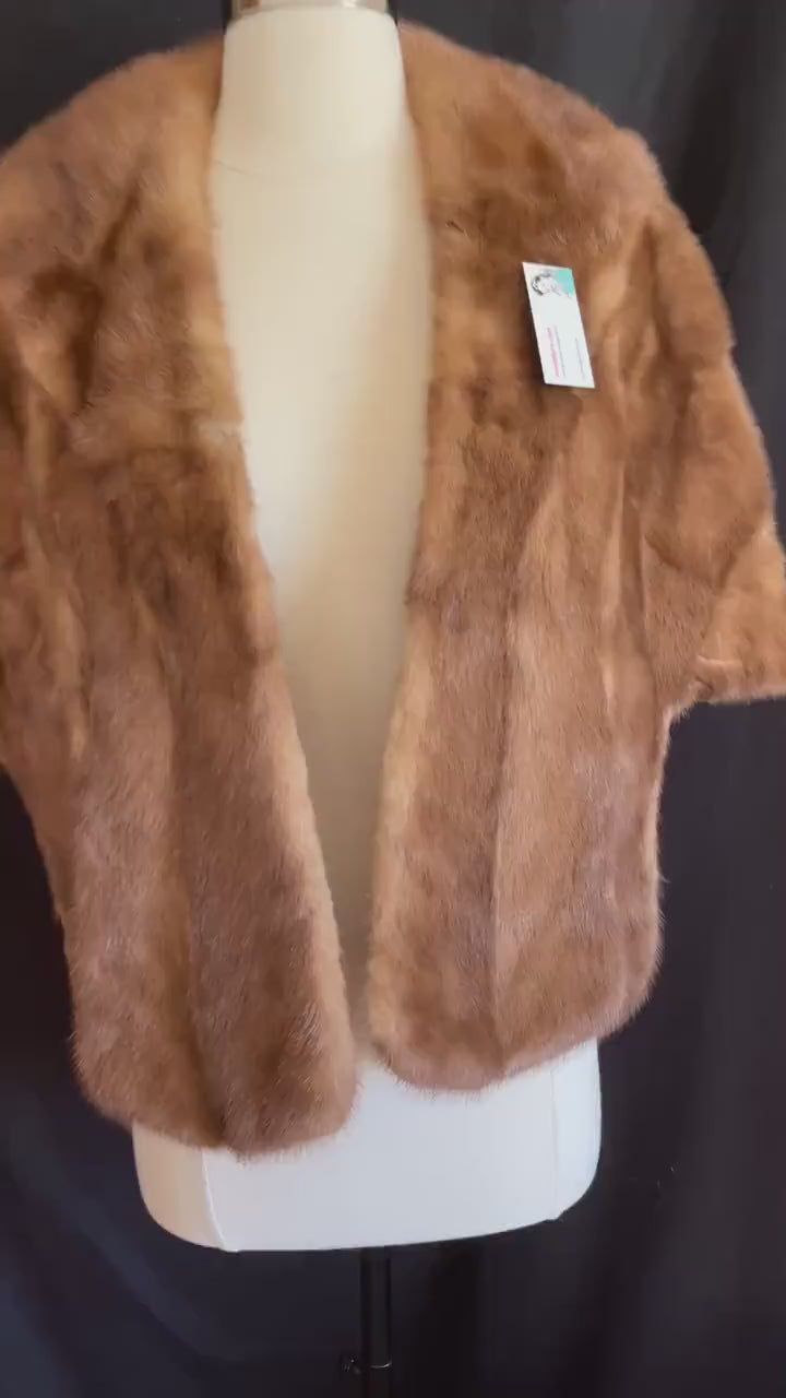 Brown MINK Fur Stole , Rustic Bolero Jacket Coat, Autumn Haze Bridal Cape, Vintage Bridesmaid Wrap, Winter Wedding Shawl Gift, Small