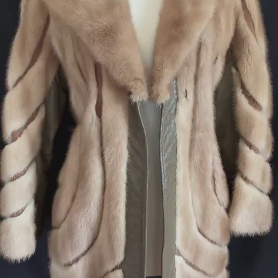 Brown MINK Fur Leather Coat, 1970s Pastel Real Vintage Jacket, Rustic Autumn Haze Wedding Bridal Bolero, Mob Wife Style Gift
