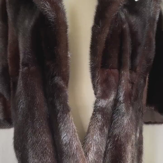 Brown MINK Fur Stole, Mahogany Vintage Shawl, Dark Ranch Bridal Jacket Coat, Winter Wedding Cape, Mother of the Bride Gift, Large XL Plus