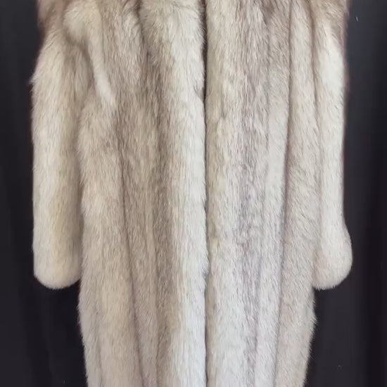 Full Length Norwegian FOX Fur Coat, Ivory Real Vintage Winter Wedding Long Jacket, Mob Wife Style, Long White Bridal Stole Gift, Apres Ski