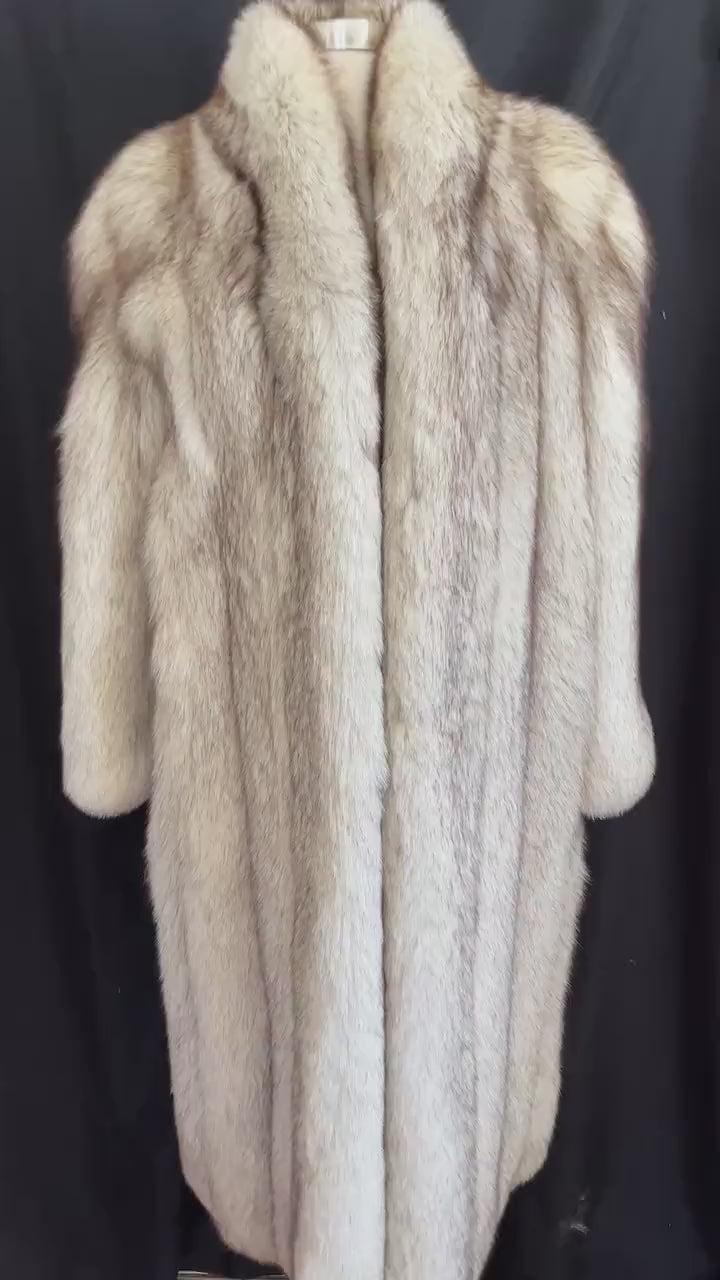 Full Length Norwegian FOX Fur Coat, Ivory Real Vintage Winter Wedding Long Jacket, Mob Wife Style, Long White Bridal Stole Gift, Apres Ski