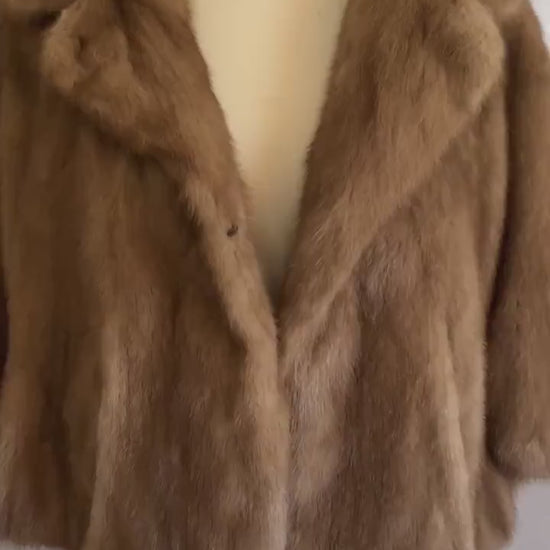 Brown MINK Fur Cape, Winter Wedding Shawl, Vintage Bridal Jacket Coat, Autumn Haze Stole, Rustic Bridesmaid Jacket, Mother of the Bride Gift