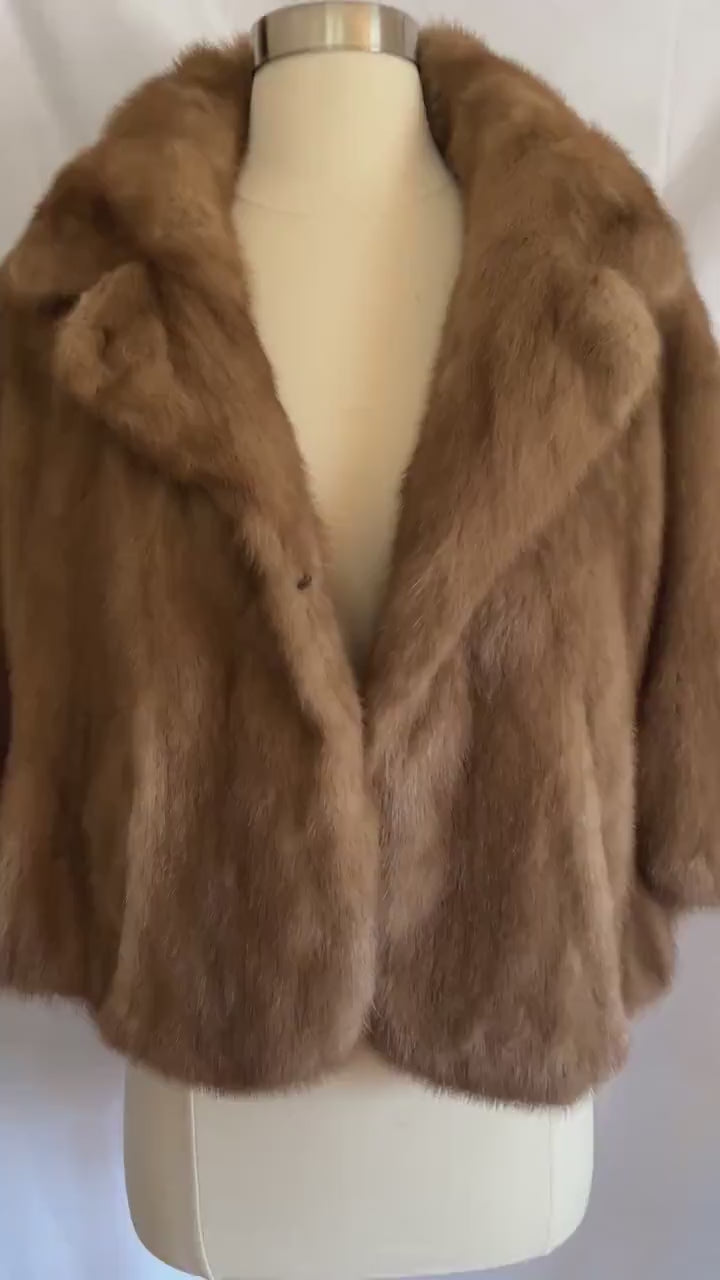 Brown MINK Fur Cape, Winter Wedding Shawl, Vintage Bridal Jacket Coat, Autumn Haze Stole, Rustic Bridesmaid Jacket, Mother of the Bride Gift