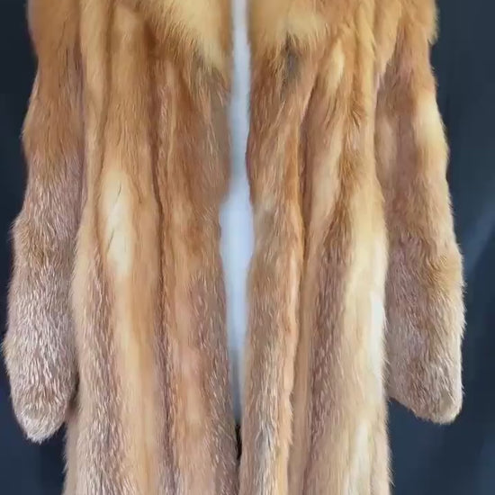 SAGA RED FOX Fur Coat, Brown Vintage Full Length Jacket, Rustic Winter Wedding Bolero Bridal Stole, Mob Wife Style, Apres Ski Gift, Large
