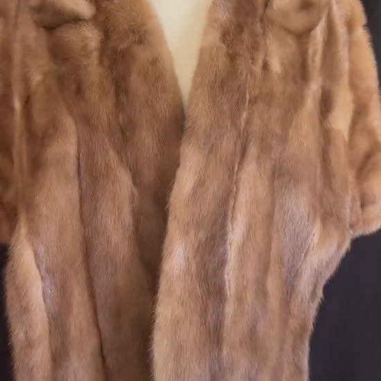 Brown MINK Fur Stole, Pastel Bridal Cape, Real Vintage Autumn Haze Bolero Jacket, Winter Wedding Bridesmaid Shawl, Mother of the Bride Gift