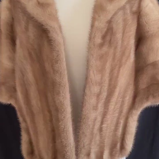 Brown MINK Fur Shawl, Real Vintage Bridal Cape, Autumn Haze Winter Wedding Bolero Jacket, Pastel Bridesmaid Gift, Great Gatsby Party