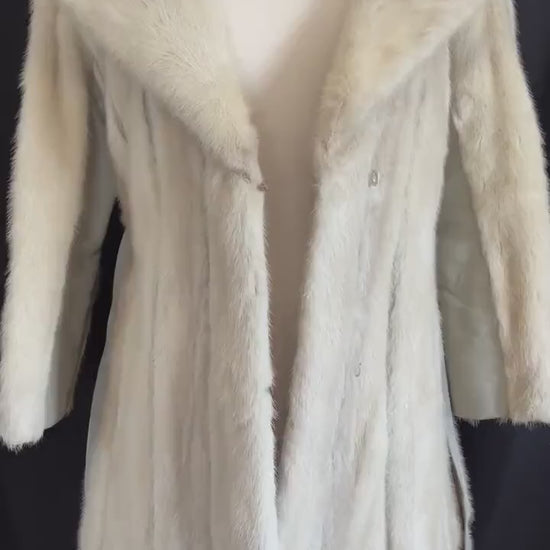 Beige MINK Fur Coat, Leather Belt Retro Ivory Jacket, 2 Lengths, 1970s Almost Famous, Blonde Rustic Wedding Bridal Stroller Gift, Small