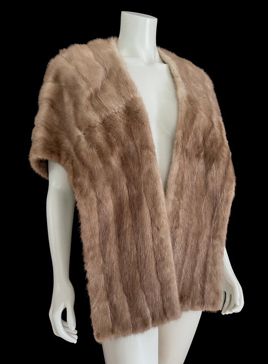 Pastel Brown Mink Fur Stole Shawl