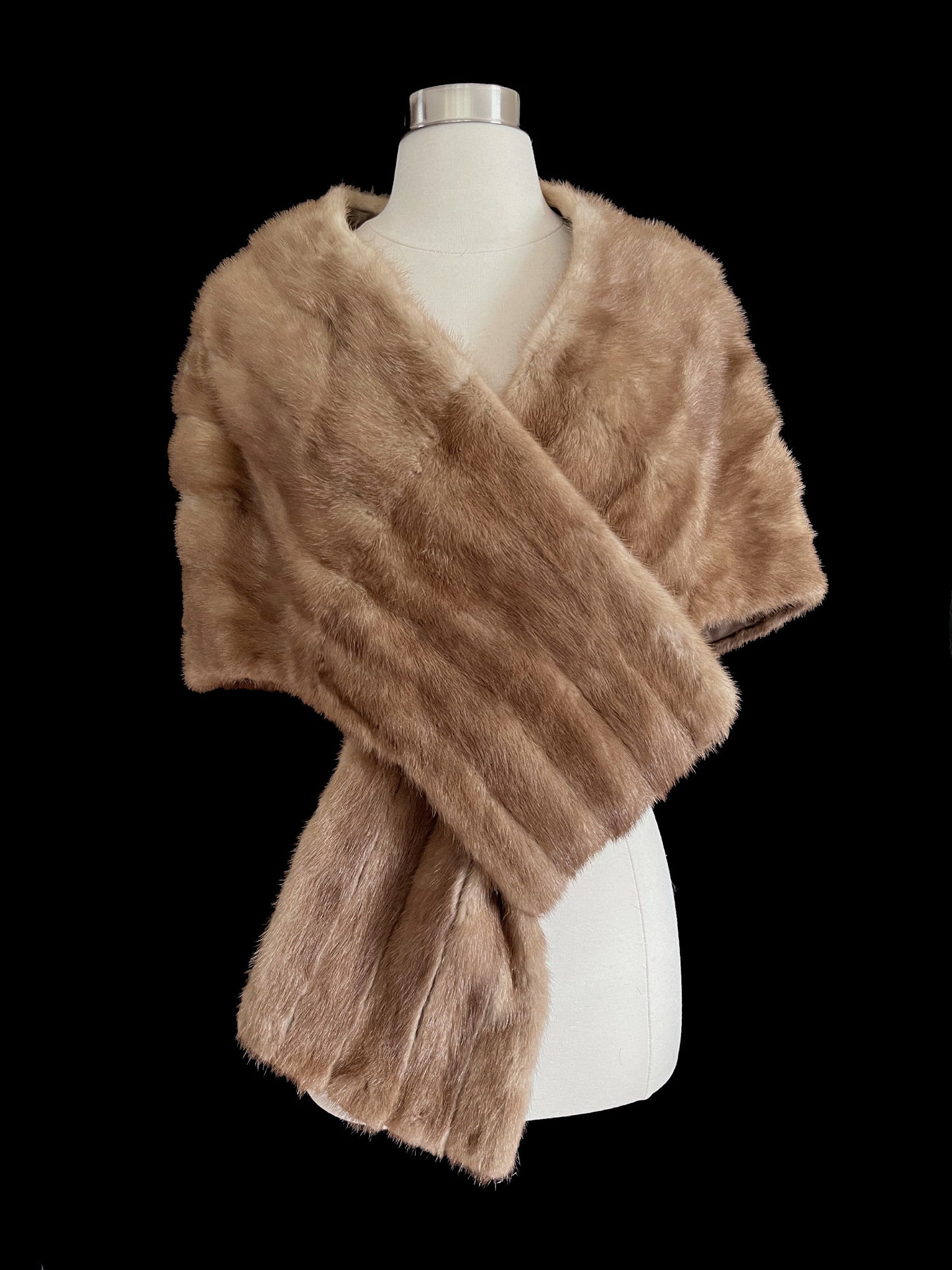 Pastel Brown Mink Fur Stole Shawl