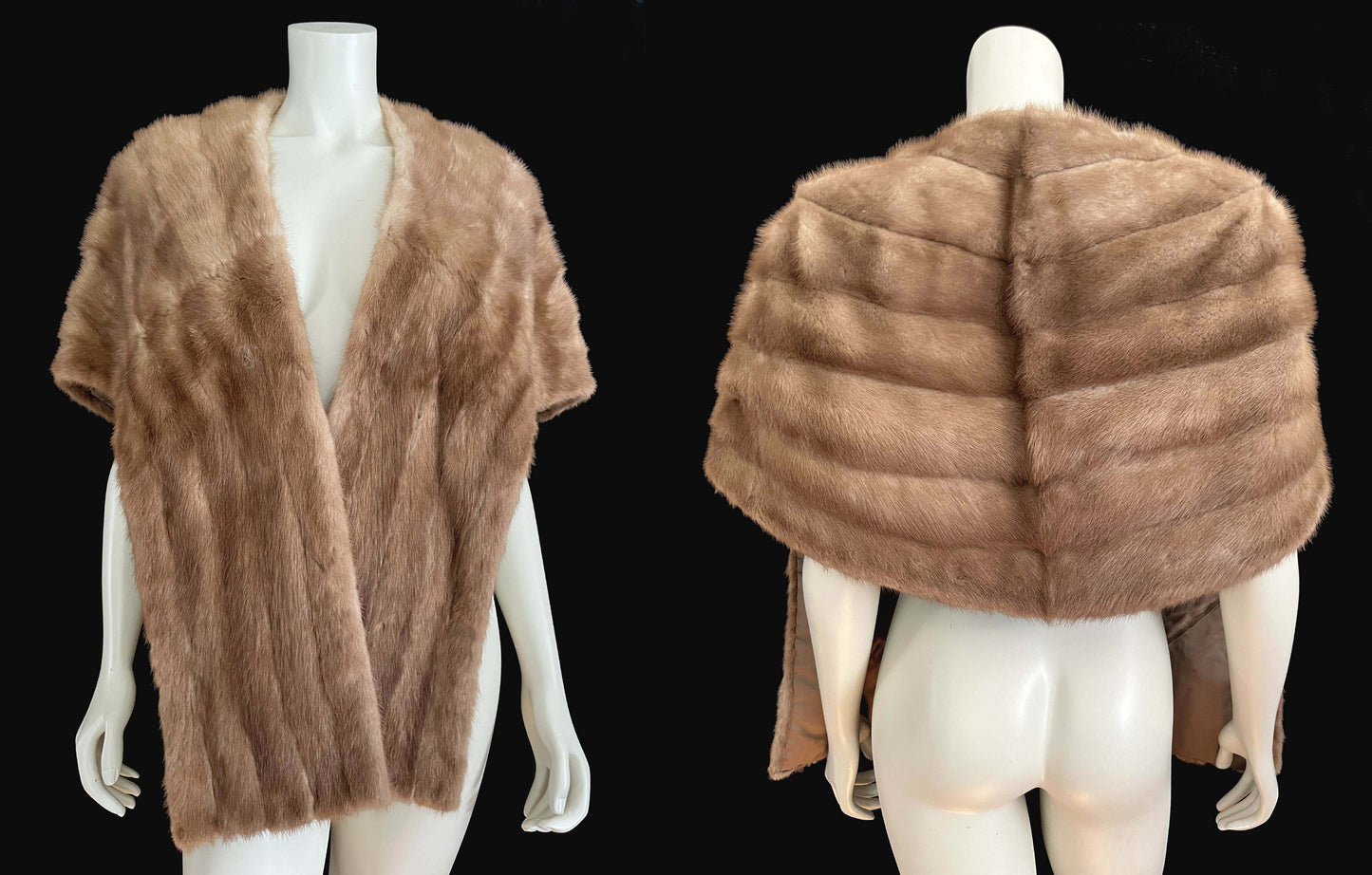 Pastel Brown Mink Fur Stole Shawl