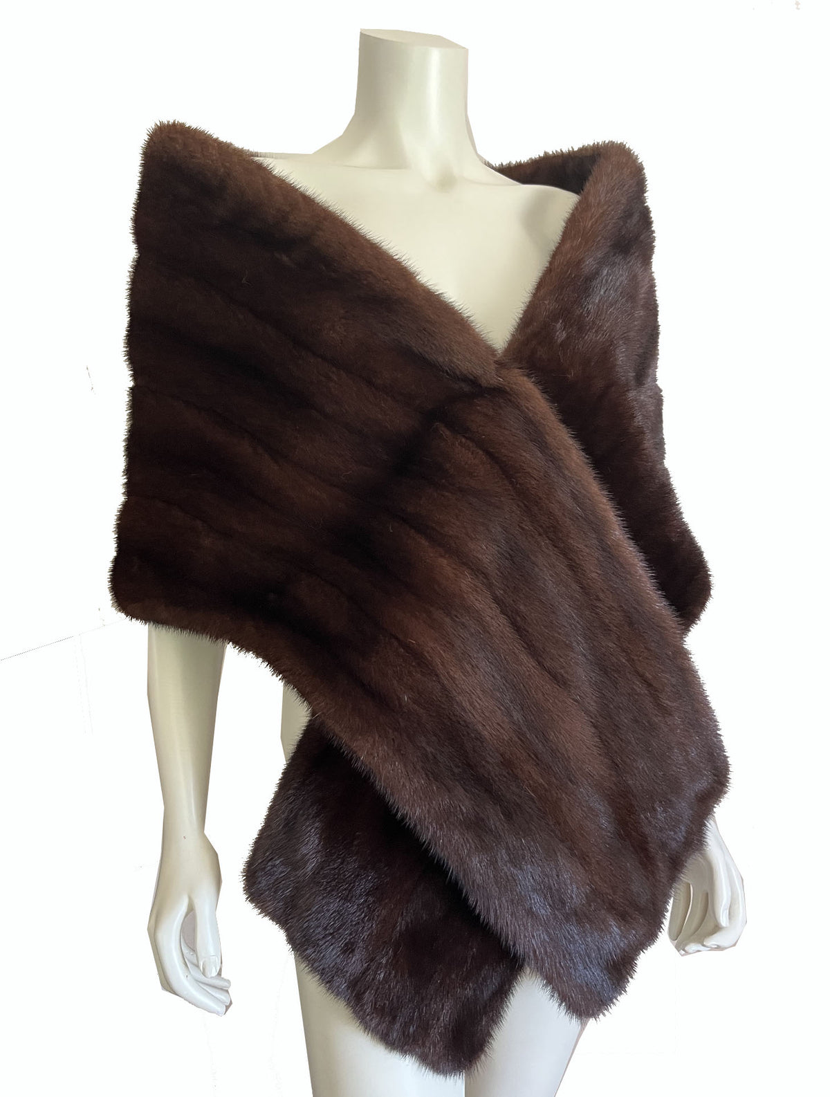 Mahogany Mink Fur Long Stole Fling