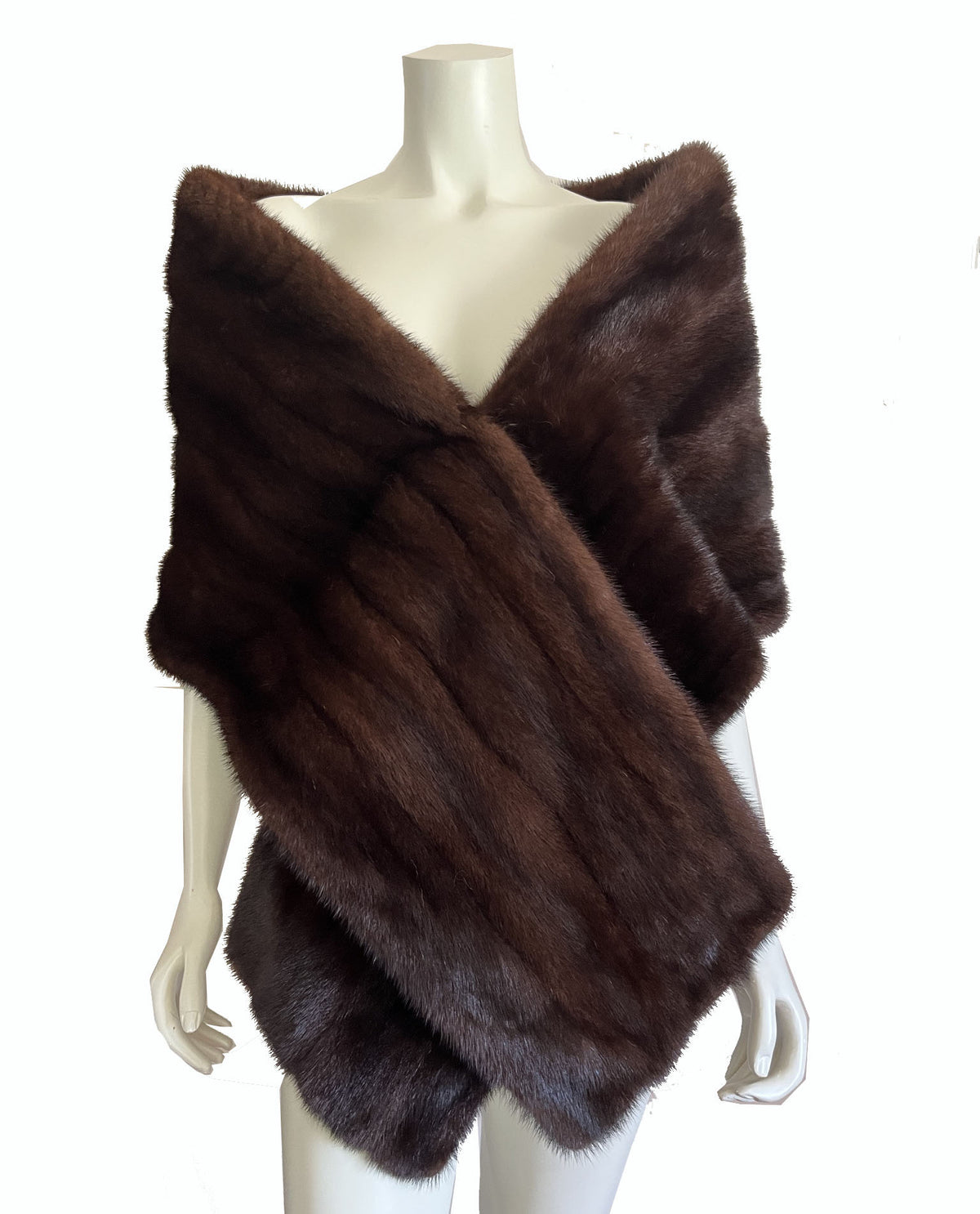 Mahogany Mink Fur Long Stole Fling