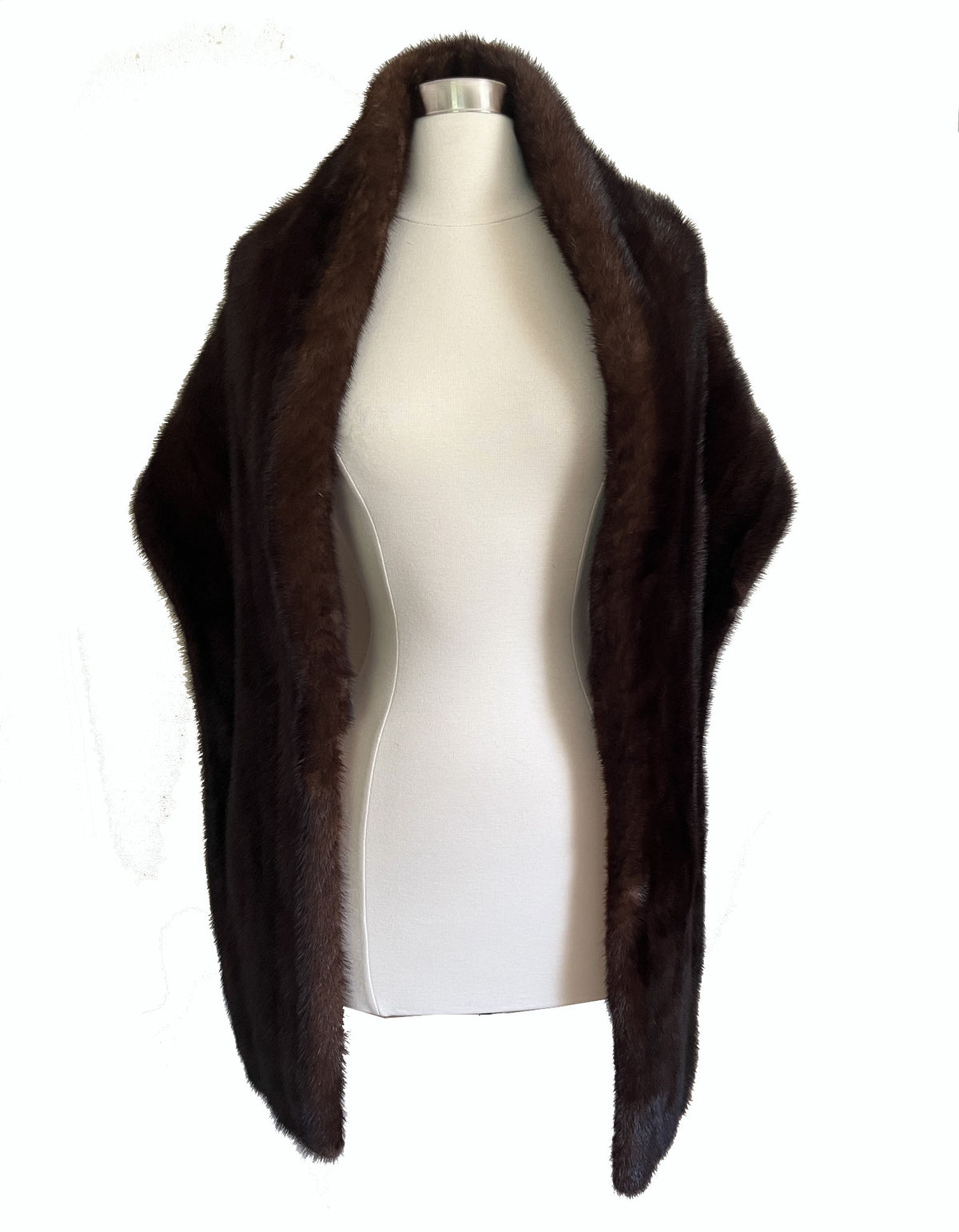 Mahogany Mink Fur Long Stole Fling