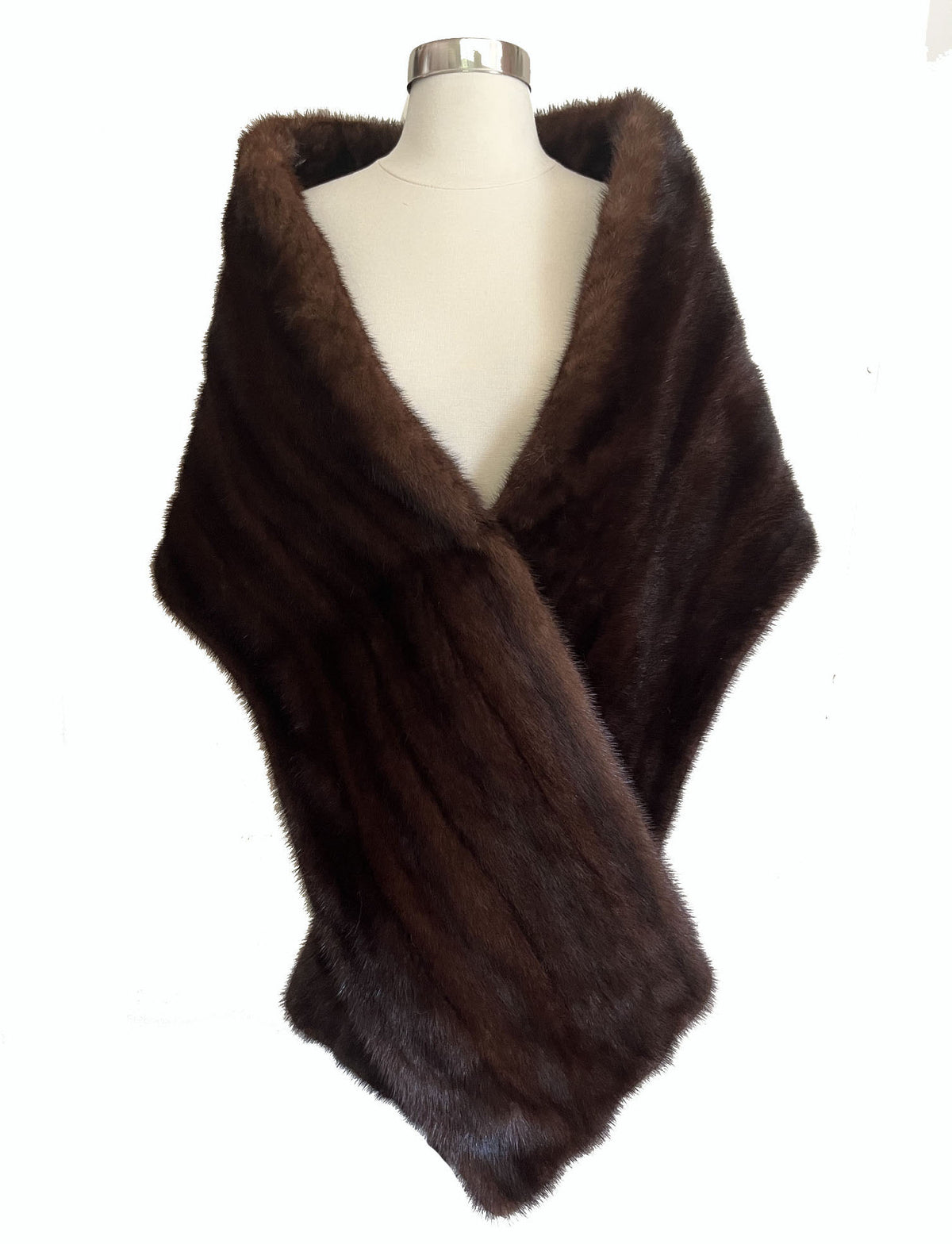 Mahogany Mink Fur Long Stole Fling