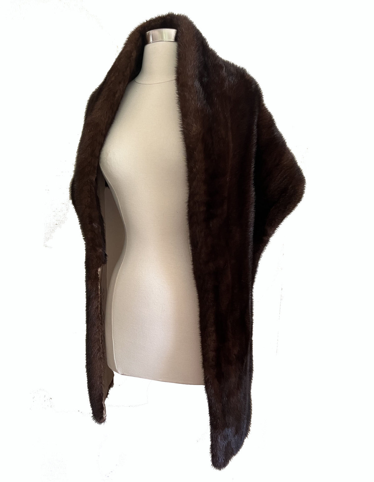 Mahogany Mink Fur Long Stole Fling