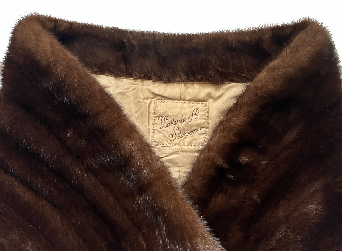 Mahogany Mink Fur Long Stole Fling