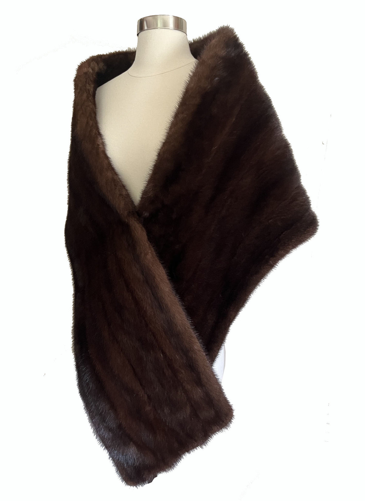 Mahogany Mink Fur Long Stole Fling